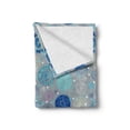 thumbnail image 2 of Cartoon Soft Flannel Fleece Throw Blanket, Abstract Snowflakes Pastel Background Winter Celebration Theme Christmas, Cozy Plush for Indoor and Outdoor Use, 50" x 60", Beige Aqua Blue, by Ambesonne, 2 of 6