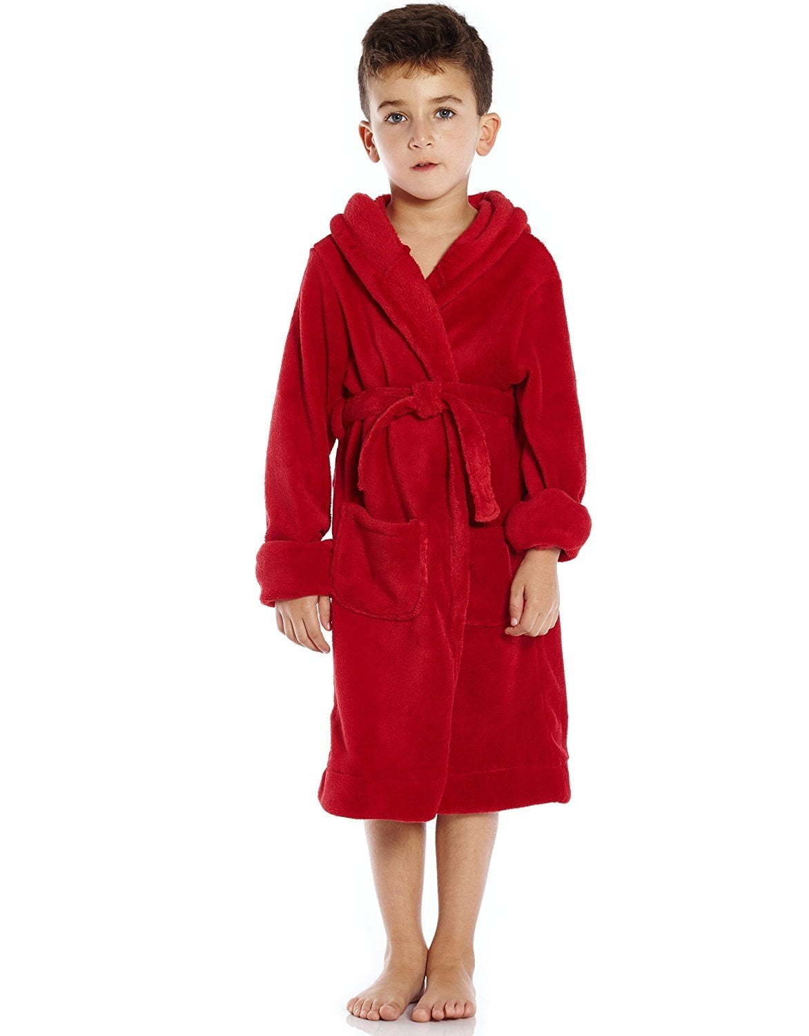 Leveret Kids Fleece Sleep Hooded Robe Red Size 14 Years