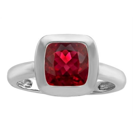 - Star K 8mm Cushion Cut Solitaire Ring with Created Ruby