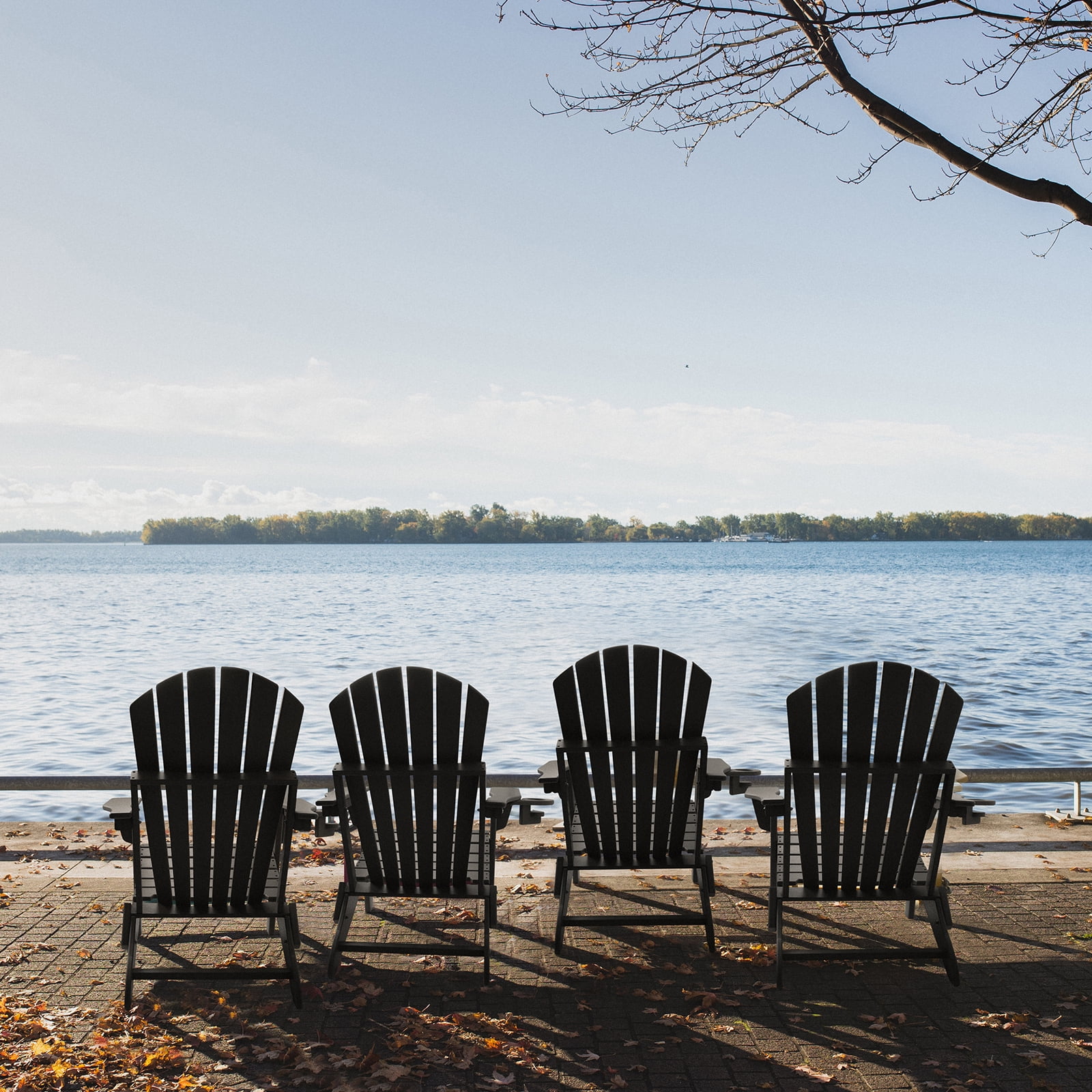 FUNBERRY Folding Adirondack Chair Set of 2, All Weather HDPE Fire Pit Chairs with Cup Holder for Outdoor