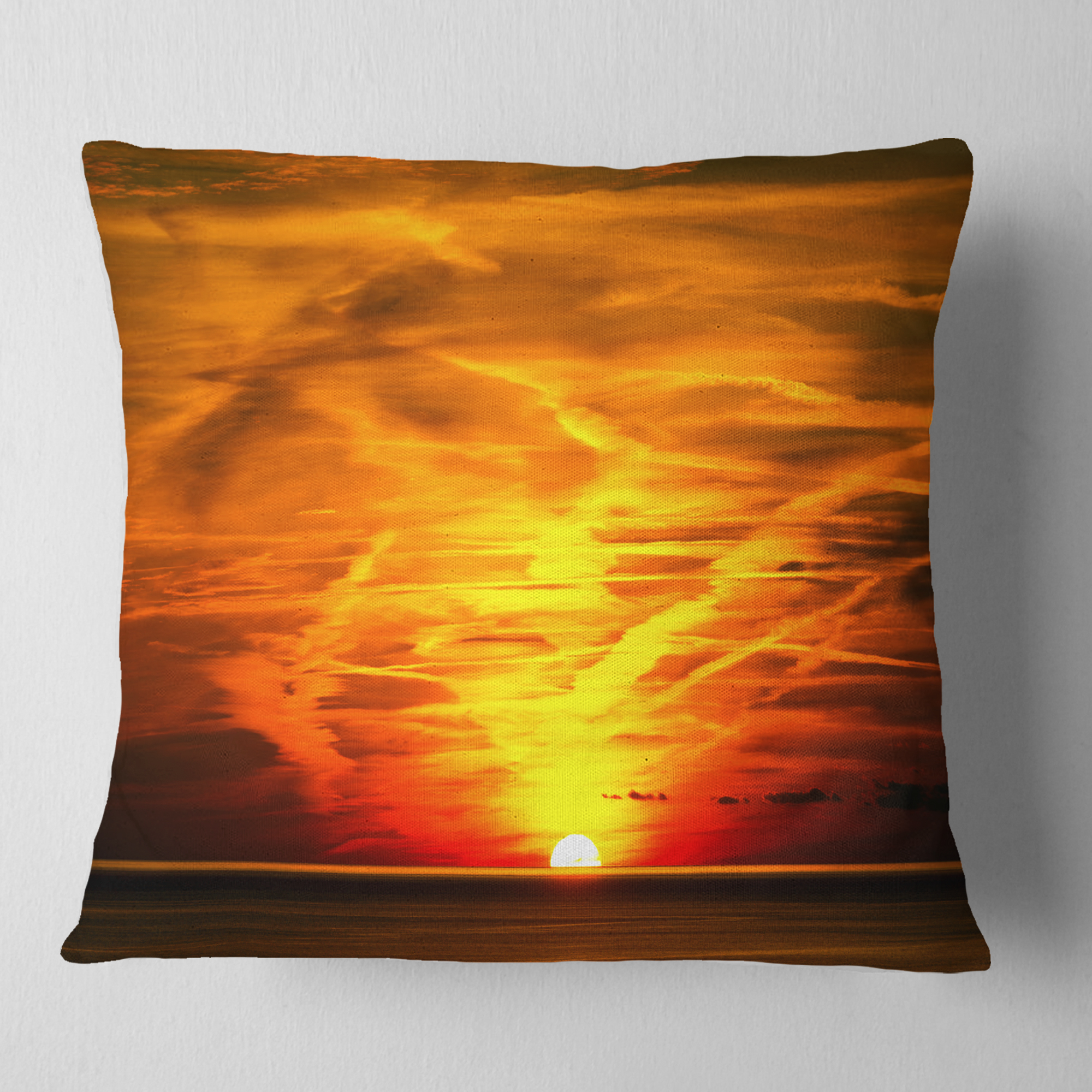 Designart Sunset in Liguria Italy - Landscape Photography Throw Pillow - 16x16