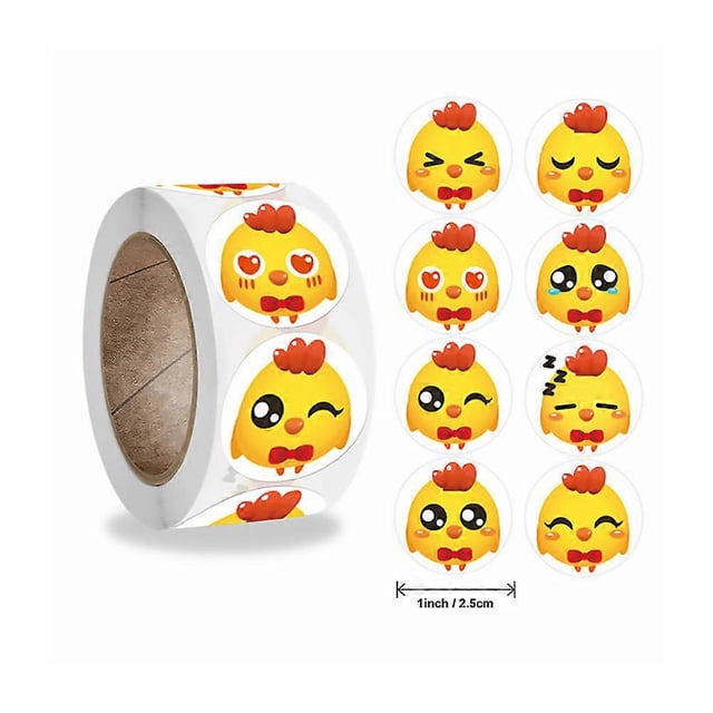 Easter Chick Stickers Paper Roll for Decoration with 500Pcs Yellow Chick Decals
