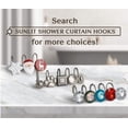thumbnail image 4 of Sunlit Luxury Round Teal Blue Crystal Shower Curtain Hooks, Rhinestone Bling Rings with Glide Balls, Rust-Proof Metal, Set of 12, 4 of 4
