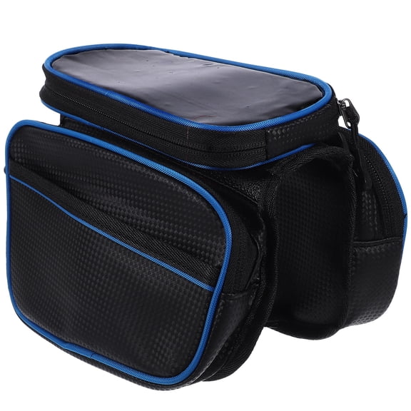 LOLIPPYY Durable Blue Bike Frame Bag for Storage with Large Capacity Made of PU and Cloth, Easy to Install, Size 8.3 x 4.3 x 4.3 Inches