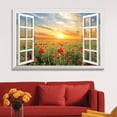 thumbnail image 2 of wall26 Canvas Print Wall Art Window View Landscape Sunset Red Poppy Flower Field Nature Wilderness Photography Modern Art Rustic Scenic Colorful Multicolor for Living Room, Bedroom, Office - 32", 2 of 4