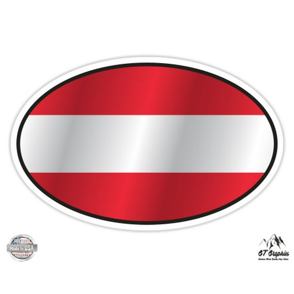 Austria Flag Oval - 7" Vinyl Sticker - For Car Laptop I-Pad - Waterproof Decal