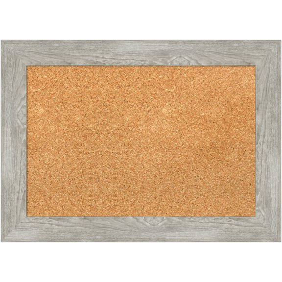 Amanti Art Natural Cork Board Framed Dove Greywash Narrow Bulletin Board 22 in. x 16 in.