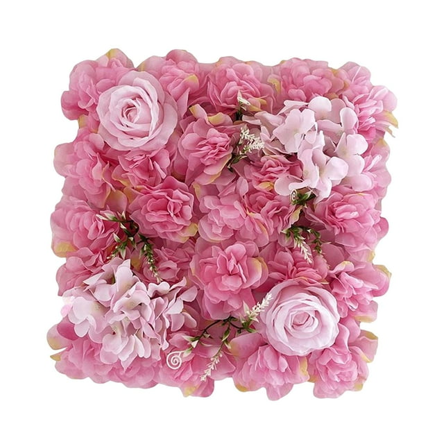 GUOOL Artificial Flower Wall Panel Floral Mat Flower Arrangements Photo Background for Dark Pink