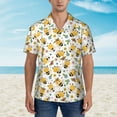 thumbnail image 4 of Balery Bee and Flowers Print Men's Hawaiian Shirts Short Sleeve Beach Shirt Relaxed Fit Vacation Button Down Shirts-X-Large, 4 of 9