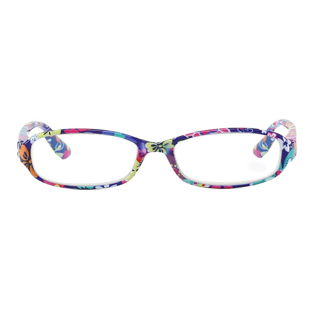 5 Pairs of Small Rectangle Flower Print Anti-blue Light Reading Glasses 1.00 Spring Hinges Readers for Women +1.00 strength