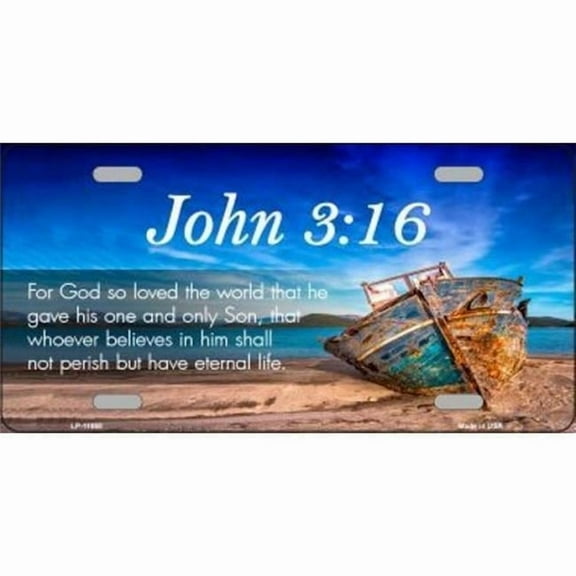John 3 16 Beach Metal License Plate