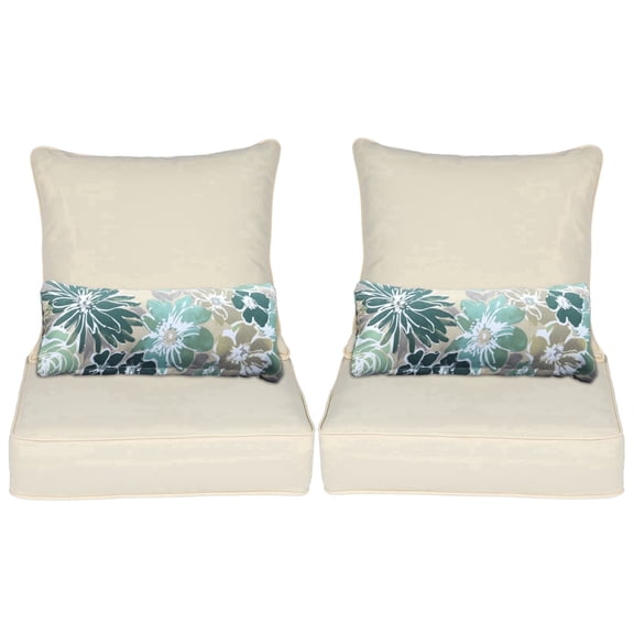 Aoodor 22"x24" Cream Yellow Patio Chair Cushions Set, Memory Foam Outdoor Seat Cushions (Set of 2 Seats, 2 Backs, 2 Lumbar Pillows)