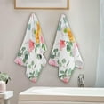 thumbnail image 4 of Floral Hand Towel Set of 2, Soft Pink Rose Bath Towels Absorbent Colored Flowers Print Bathroom Towel Green Leaves Fingertip Towel for Kitchen Yoga Spa Gym Hotel Decor 28.3x14.4 Inch, 4 of 15