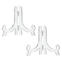 2 Pcs 4" Acrylic Easel Display Stand, Folding Plate Display Stands Holder for Display Frames, Clear