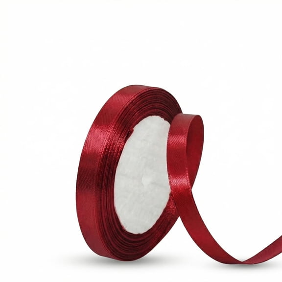 Burgundy Satin Ribbon, 3/8 Inch x 25 Yards, Gift Wrapping Ribbon for Crafts, Wedding Decorations, Party Supplies, Bulk Spool