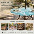 thumbnail image 6 of Round Outdoor Tablecloth with Umbrella Hole and Zipper, Turquoise Gray Starfish Tablecloth with Elastic Waterproof, Summer Coastal Nautical Ocean Classic Patio Table Covers for 45" - 54" Pool Tables, 6 of 9