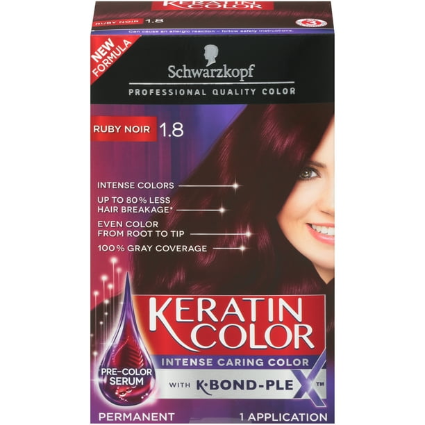 Schwarzkopf Keratin Color Permanent Hair Color Cream, 1.8 Ruby Noir