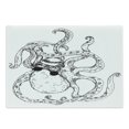 thumbnail image 1 of Octopus Cutting Board, Hipster Octopus Tattoo Style Art Undersea Creature Monster Cartoon Print Art, Decorative Tempered Glass Cutting and Serving Board, Large Size, White Black, by Ambesonne, 1 of 1
