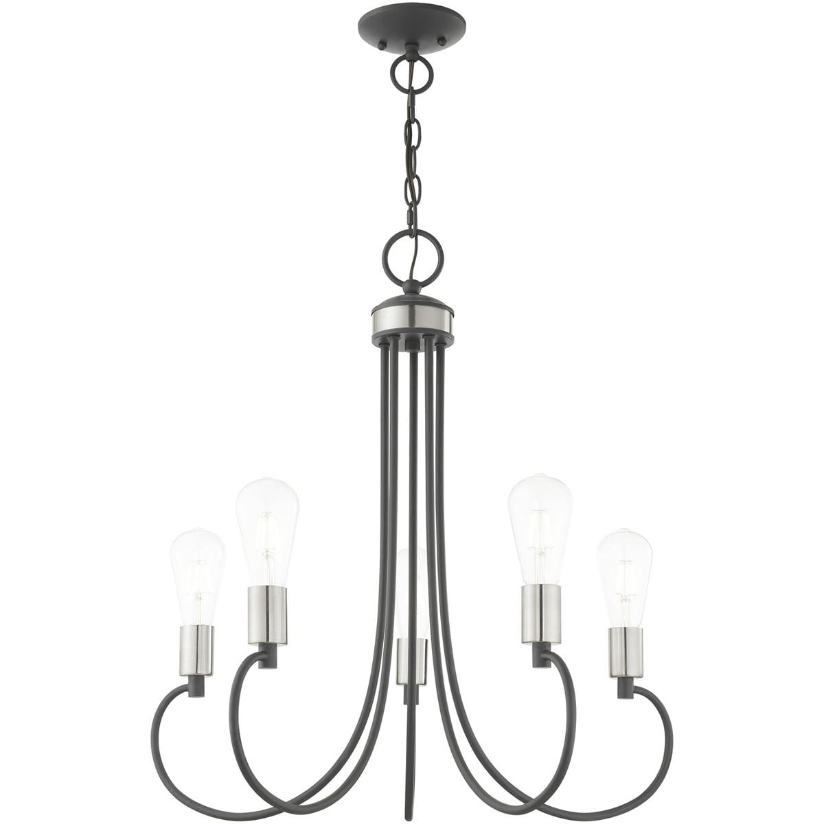 5 Light Scandinavian Gray Chandelier with Steel base material