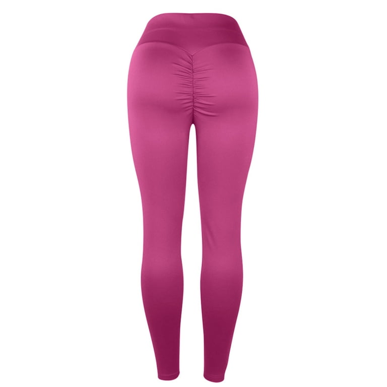HAPIMO Savings Women's Yoga Pants High Waist Hip Lift Tights Stretch Athletic  Workout Pants Slimming Tummy Control Running Yoga Leggings for Women Pink XL  
