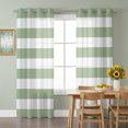thumbnail image 4 of Geometric Sage Sheer Curtains 63 Inch Long 2 Panels, Green Stripes Light Filtering Semi Sheer Drapes Grommet Voile Window Curtain for Living Bedroom W42 x L63, 4 of 9