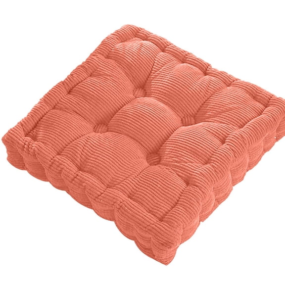 Office Chair Seat Cushion, Meditation Pillow, 16X16 In, 3 in Thick, Corduroy Fabric, Seat Cushion for Dining Chair, Daily Seating, Coral Orange, 1 Pc