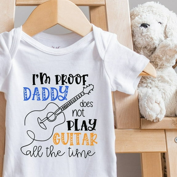 Baby Bodysuit BELLA CANVAS Guitar Onesie, I'M Proof That Daddy Does Not Play Guitar Baby, Music Band, Baby Shower Gift, Musician Baby, Music Baby 298, Baby Bodysuit
