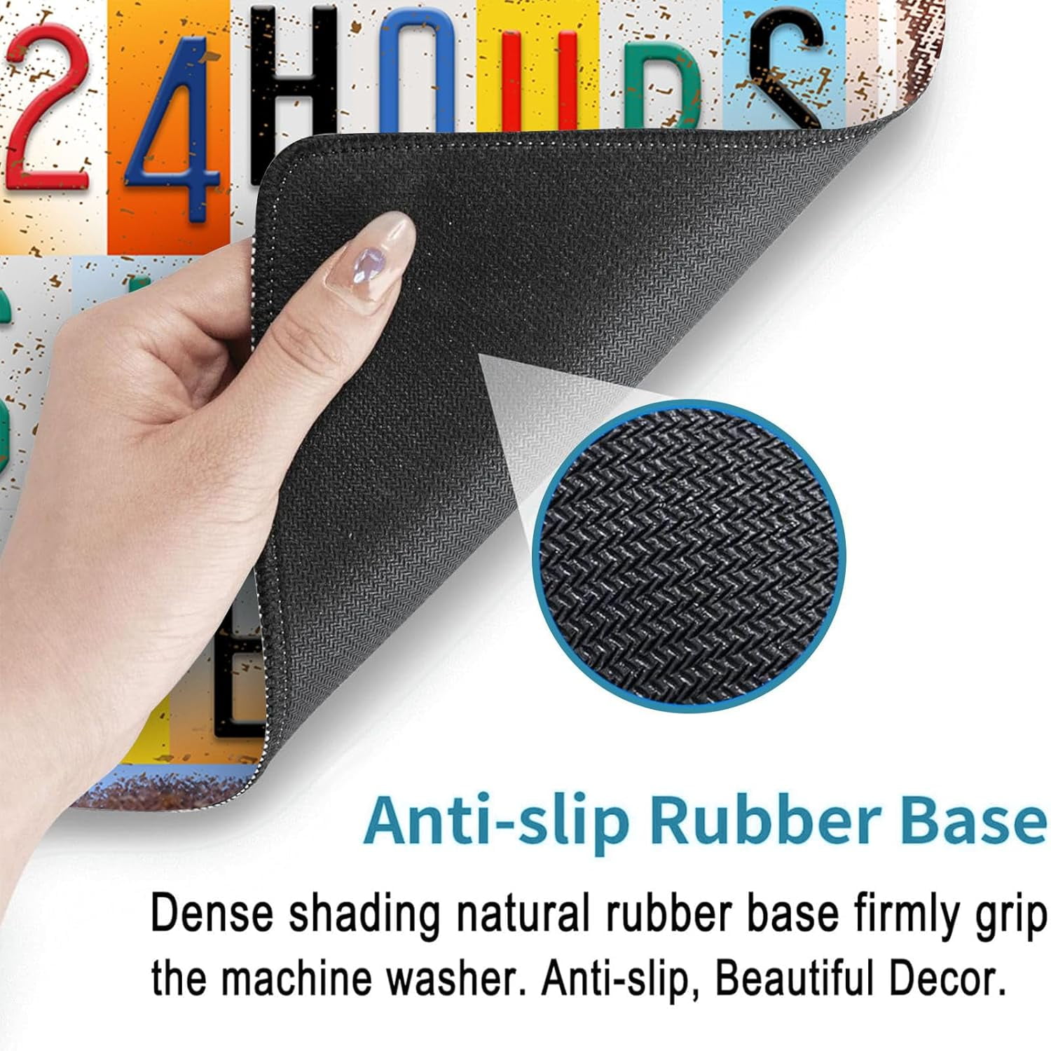 Non-Slip Washer & Dryer Top Cover Protector Mat Dust-Proof Washing Machine Cover Pad With Vintage Multicolor Laundry Sign Design Universal 23.6"x19.7" for Laundry Room & Kitchen Decor