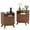 Walnut,2 set, variant on KOKEBREN Modern Nightstand with USB Charging Station - Wood Fluted Bedside Table with 2 Drawers & Open Shelf,Walnut Wood Color