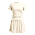 thumbnail image 5 of Glisme Girl Outfits Summer Short Sleeve Clothes Set O Neck Cartoon Prints Tops Pants Soft Wear 5-6 Years Beige, 5 of 5