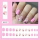 thumbnail image 2 of Short Fake Nails with Flowers Design Colorful Nails Clear Press on Nails Square Acrylic Nailsfrosted florets, 2 of 5