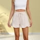 thumbnail image 3 of Pantalones Cortos Casuales Pantalones cortos casuales para mujer Pantalones cortos sueltos de lino y algodón a la moda (Blanco XXL) Ygjytge para Mujer Blanco T S, 3 of 7