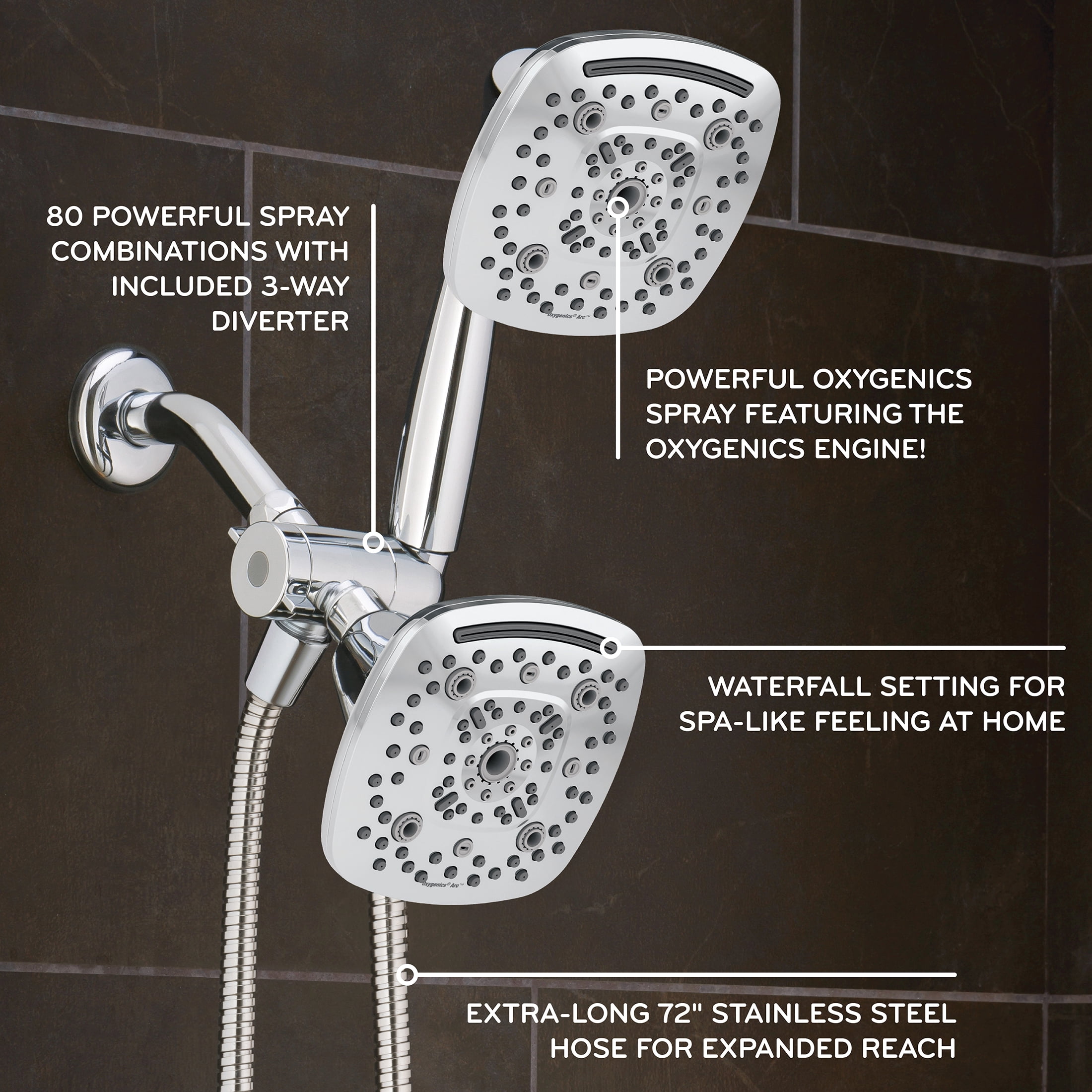 Oxygenics Arc 80-Setting Chrome Combo Shower Head