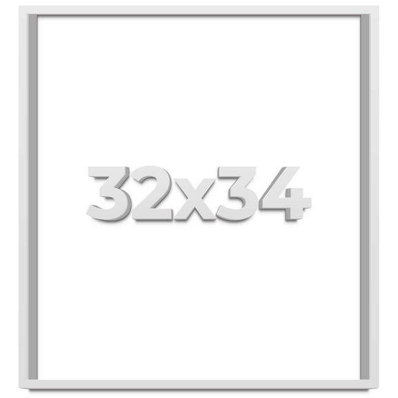 32x34 Shadow Box Frame White | 1 Inches Deep Real Wood Contemporary Shadowbox Display Frame | UV
