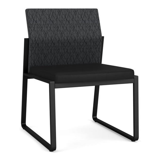 Fauteuil d'Appoint Sans Accoudoirs pour Réception Gansett / Acier Noir / Gris Foncé / Noir