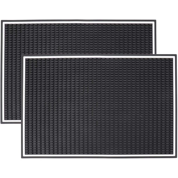 DabuLiu 2 Pack Black Bar Mat, 18 x 12 x 0.4 Inch Thicken Rubber Bar