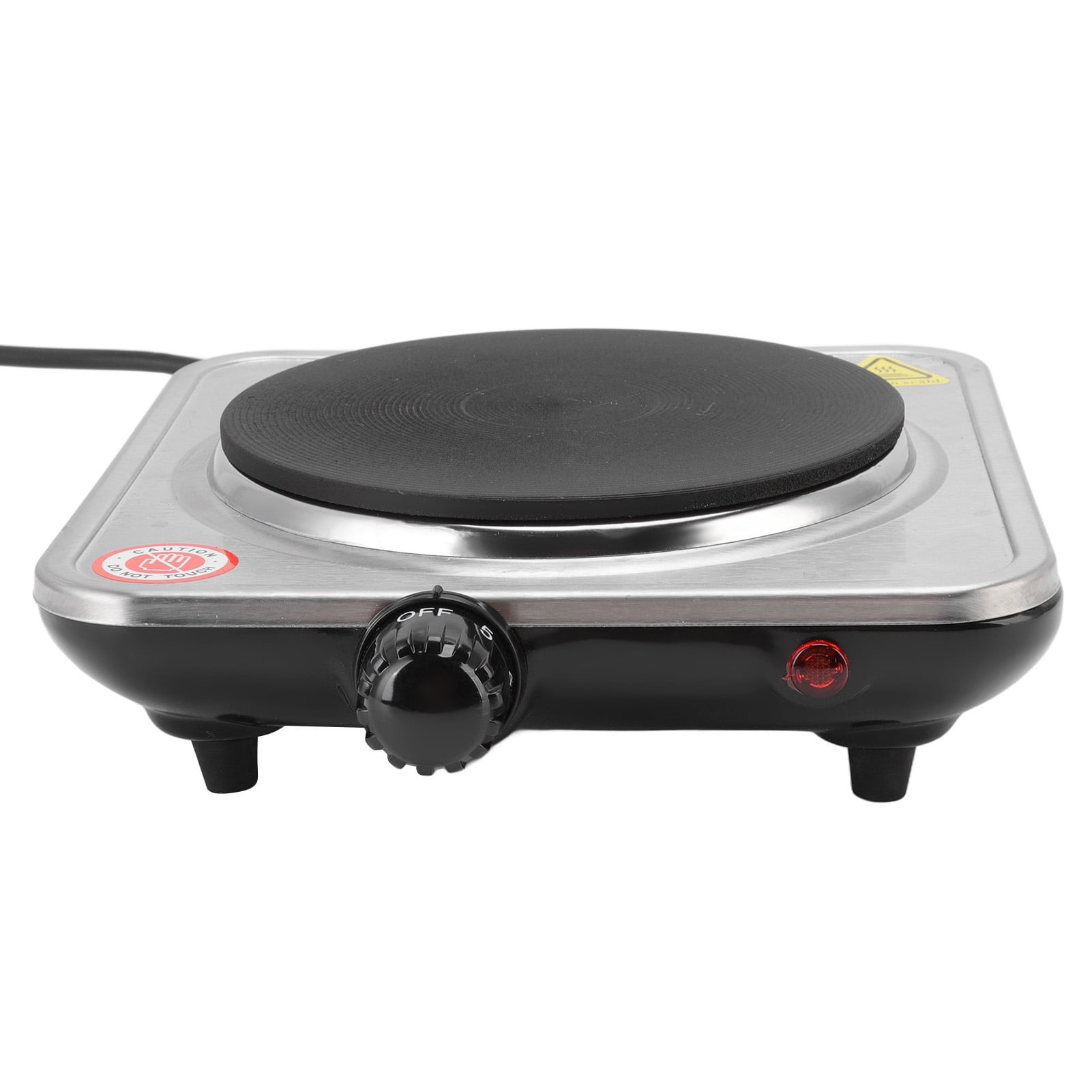 Portable 1000W Single Electric Burner Hot Plate 5 Level Adjustable Temperature 110V Camping Dorm Heating Cooking Stove Stainless Steel, Size: 8.3 x