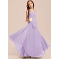 thumbnail image 4 of Drtj 2-14T Kids Teens Junior Bridesmaid Flower Girl Dresses A-line V-Neck Floor-Length Chiffon, 4 of 5