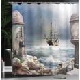 thumbnail image 4 of Ambesonne Ocean Shower Curtain, Pirate Merchant Ship, 69"Wx84"L, Pale Muave Beige, 4 of 5