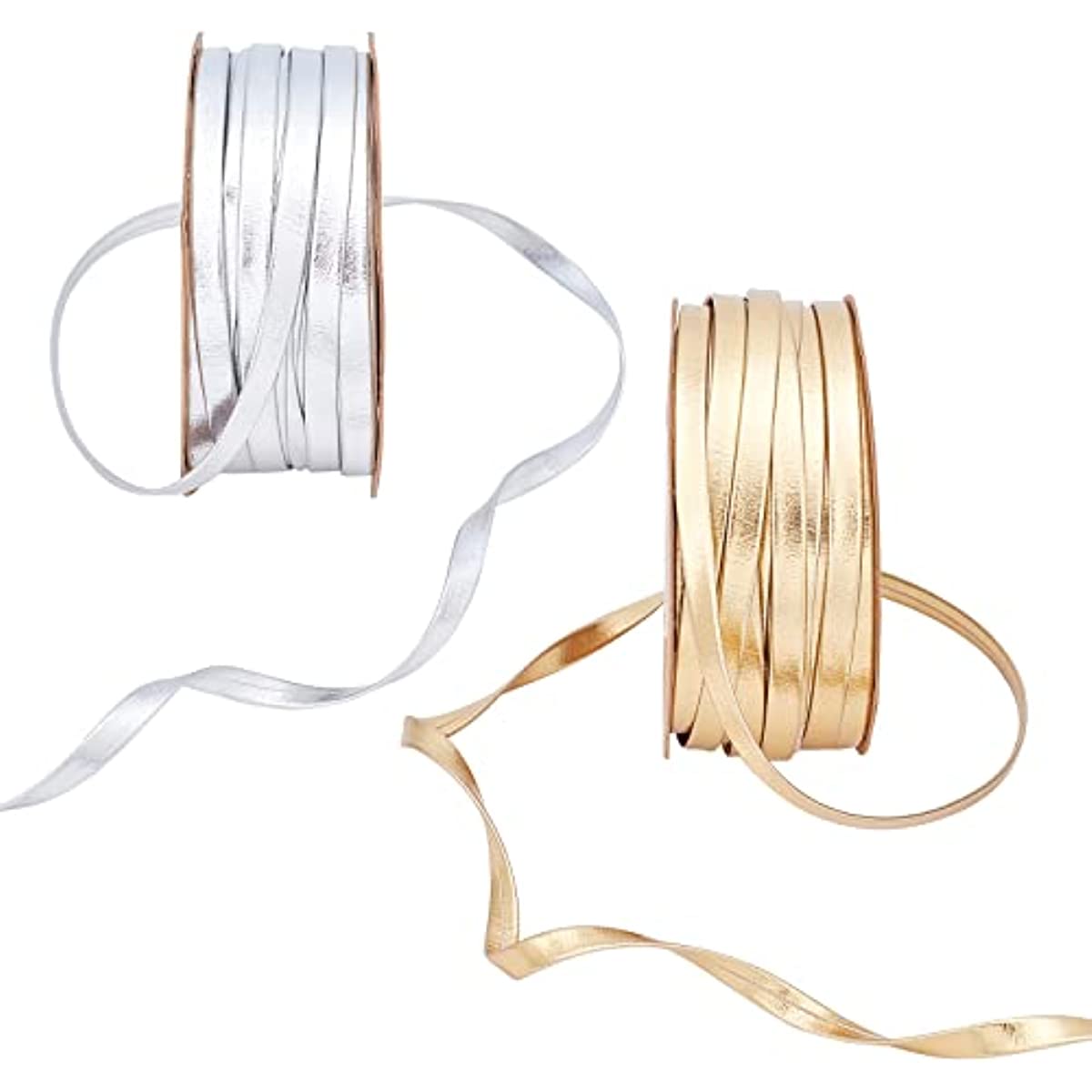 Metallic Gold Silver Piping Trim 32.8 Yards 1/4" Satin Double Fold Bias