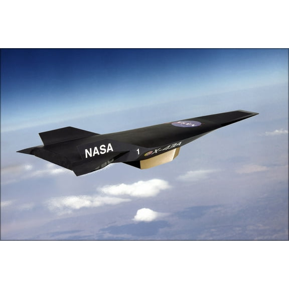 24"x36" Gallery Poster, conception of hyper-x X-43A ramjet scramjet in flight
