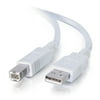 C2G 13401 USB 2.0 A Male to B Male Cable, White (15 Feet)