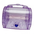 thumbnail image 2 of Handled Storage Box Sewing Box Organizer with Handle Hair Accessory Storage Case Clear and Violet, 2 of 8