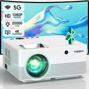 VIZONY FHD 1080P Projector - 4K Support, 800 ANSI Lumens, 5G WiFi & Bluetooth, Full-Sealed Engine - Home Movie Projector for iOS, Android, PC, TV - Outdoor Ready