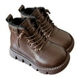 thumbnail image 3 of Povozer Girls Ankle Boots Kids Fall Boots Winter Warm Snow Outdoor Shoes(Brown,13.5), 3 of 6