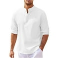 thumbnail image 1 of Yuyuzo Plus Size Tops for Men Short Sleeve Button V Neck Loose Casual Solid Color Textured Tunic Tops, 1 of 6