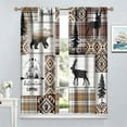 thumbnail image 4 of Cabin Retro Curtains Rustic Lodge Window Treatments, Bear Deer Moose Wild Animals Curtains for Living Room, Plaid Check Adventure Farmhouse Drapes 2 Panel Sets,42x54 Inch, 4 of 6