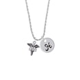 thumbnail image 2 of Delight Jewelry Silvertone Caduceus - DDS Silvertone Script Initial Disc - H - Charm Necklace, 20"+3", 2 of 4