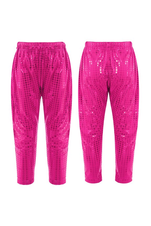 Kids Girls Boys Sparkle Dance Harem Pants Hip Hop Street Dancing Trousers
