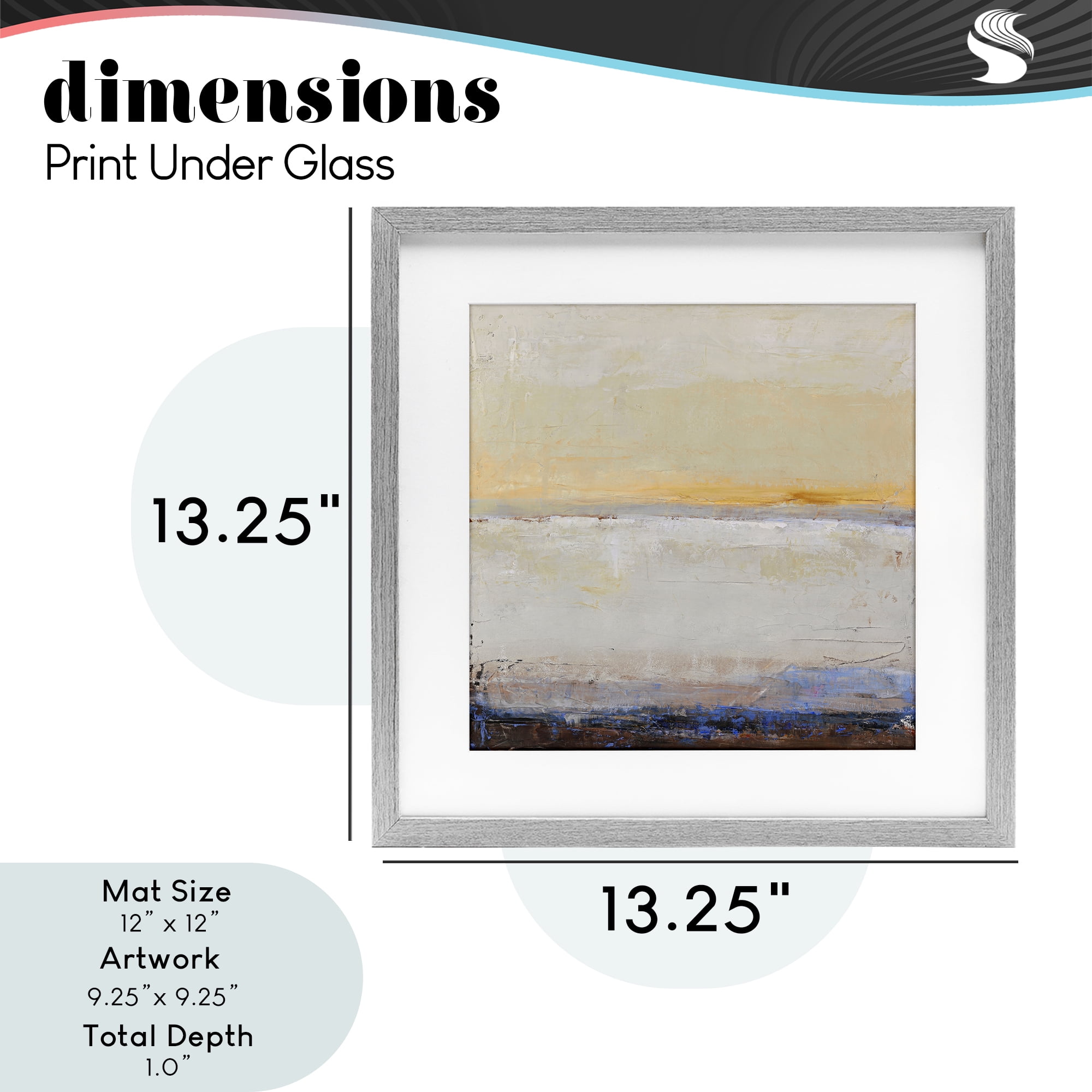 Sweeping Subtle Horizon Gray Framed Print Under Glass, design by Design Fabrikken